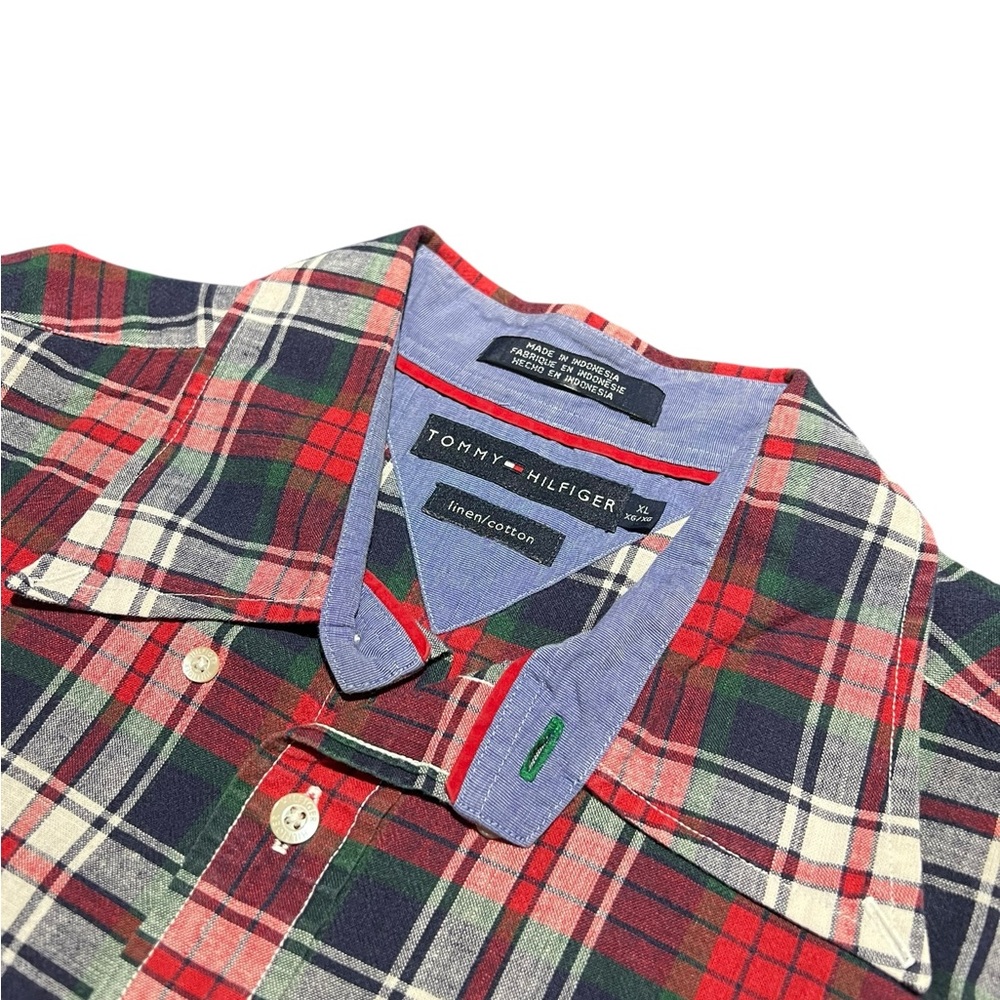 Tommy Hilfiger Men’s Red, Blue and Green Plaid Shirt XL